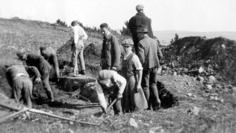 Excavation on the Oberleiserberg in October 1926, © Landessammlungen Niederösterreich